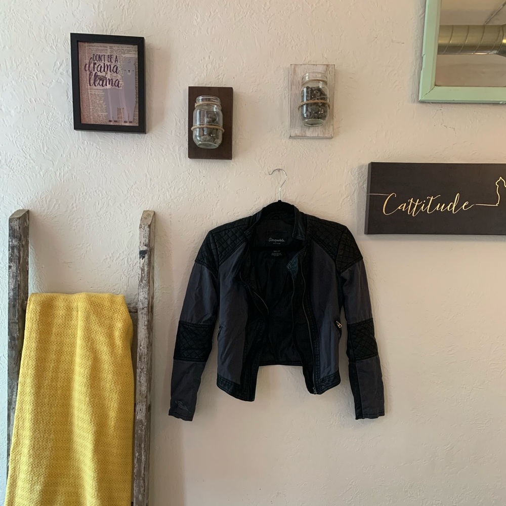 Jean/faux leather jacket